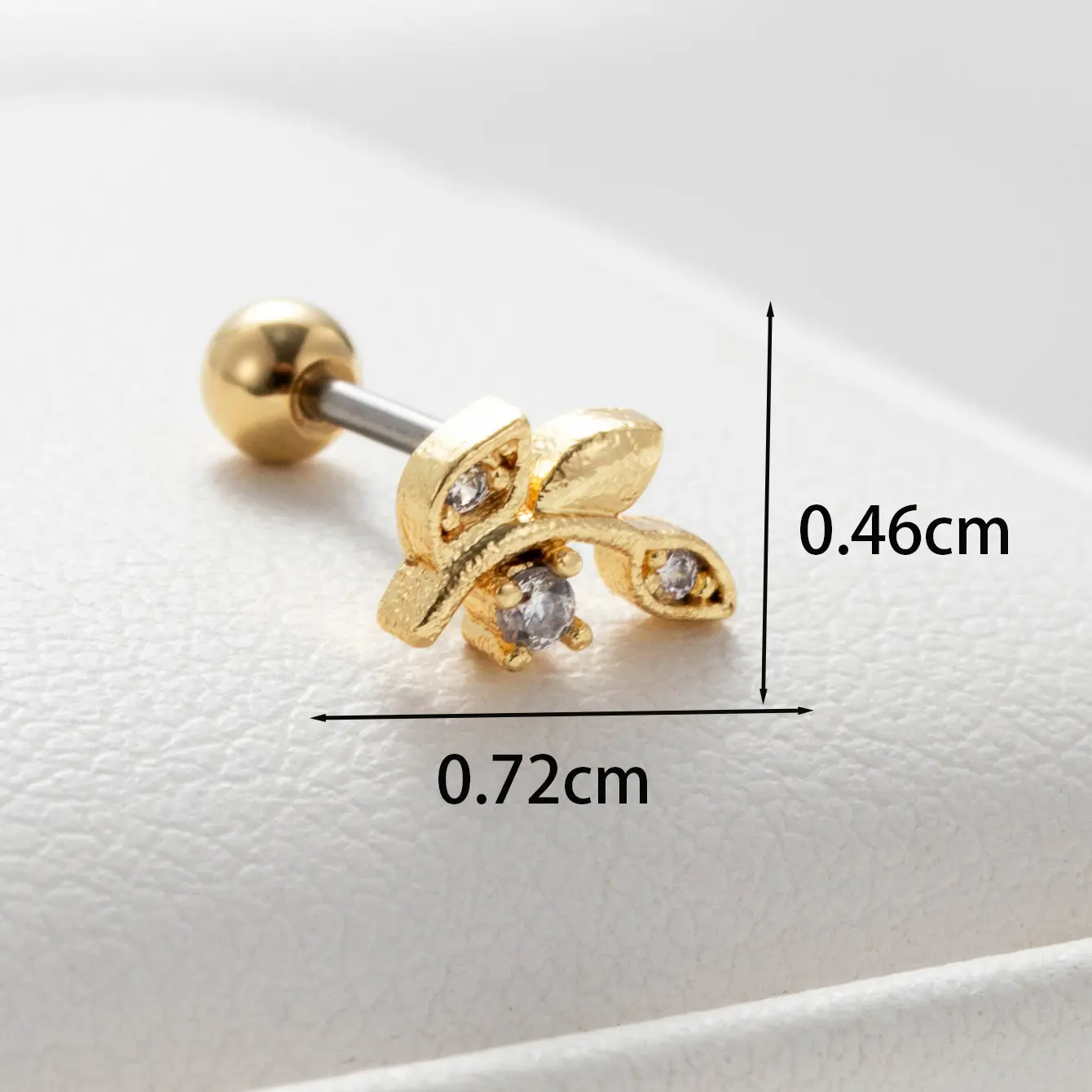 1 Piece Simple Series Classic Plant Copper 18K Gold Plated Zircon Women's Stud Earrings h5 